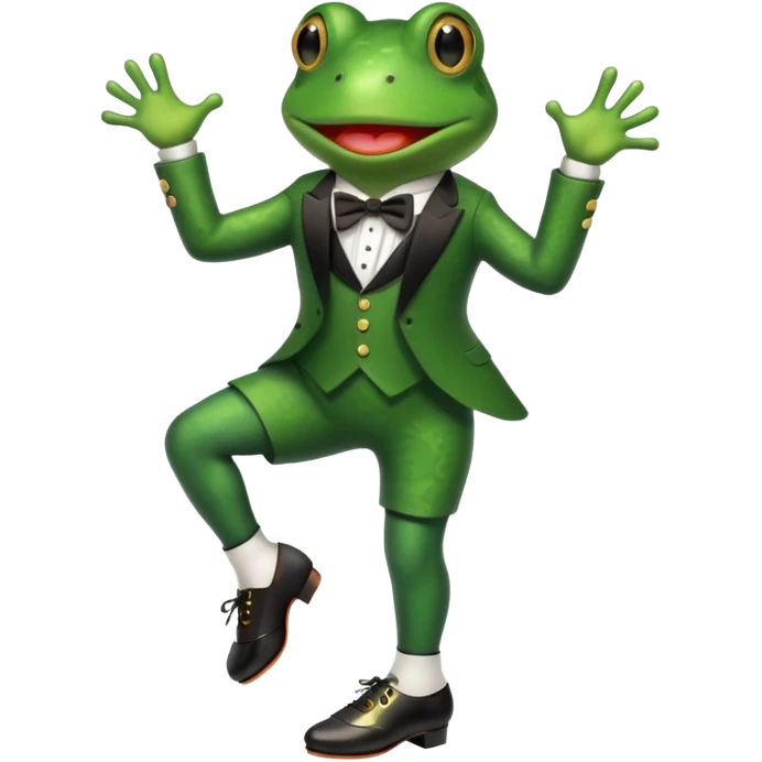 A frog tap dancing emoji
