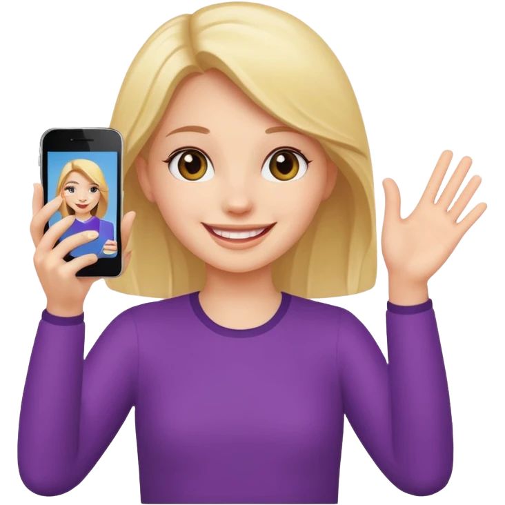 Girls saying bye with a phone on her hand  emoji