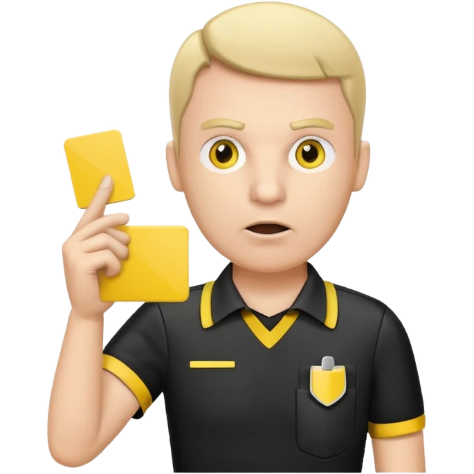 A serious referee blowing a whistle, holding a yellow card up. emoji