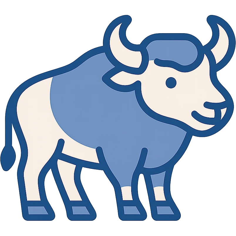 buffalo, flat icon style, clean lines, soft color palette, minimalistic look emoji