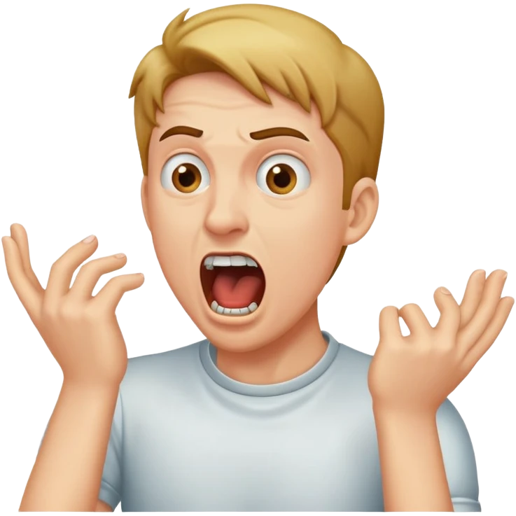 guy have hands on throat screaming emoji