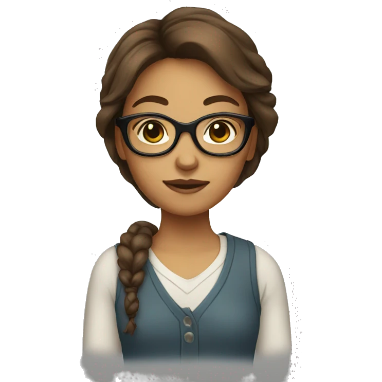 brown hair girl with glasses emoji