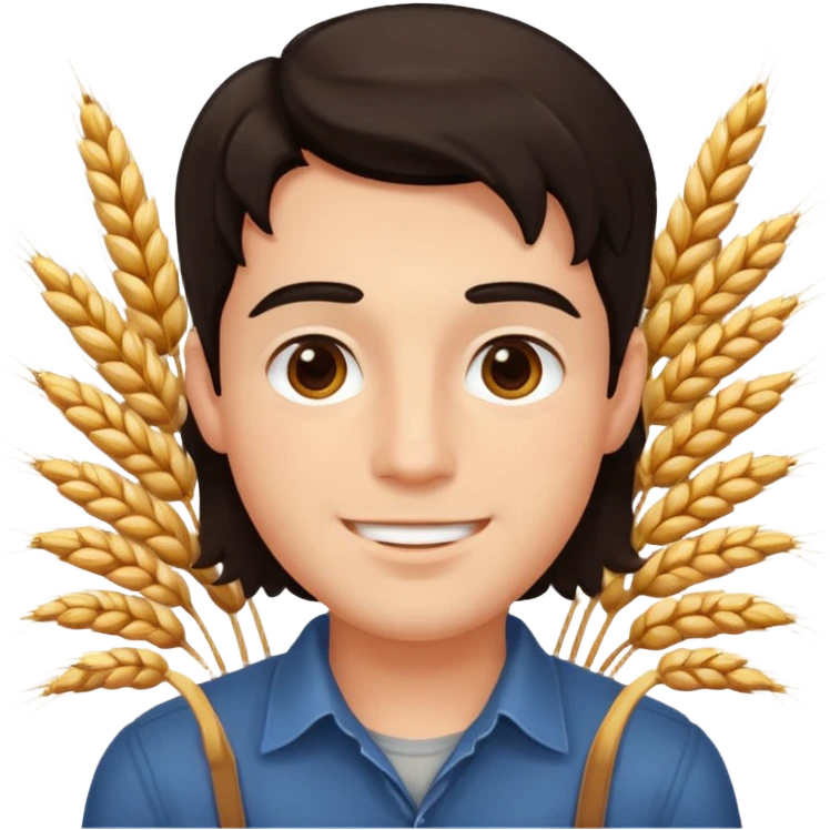happy young man with a square face, thick dark hair, hazel eyes, full lips, wheat skin emoji