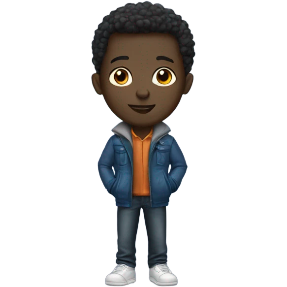 dark skinned boy in jacket emoji