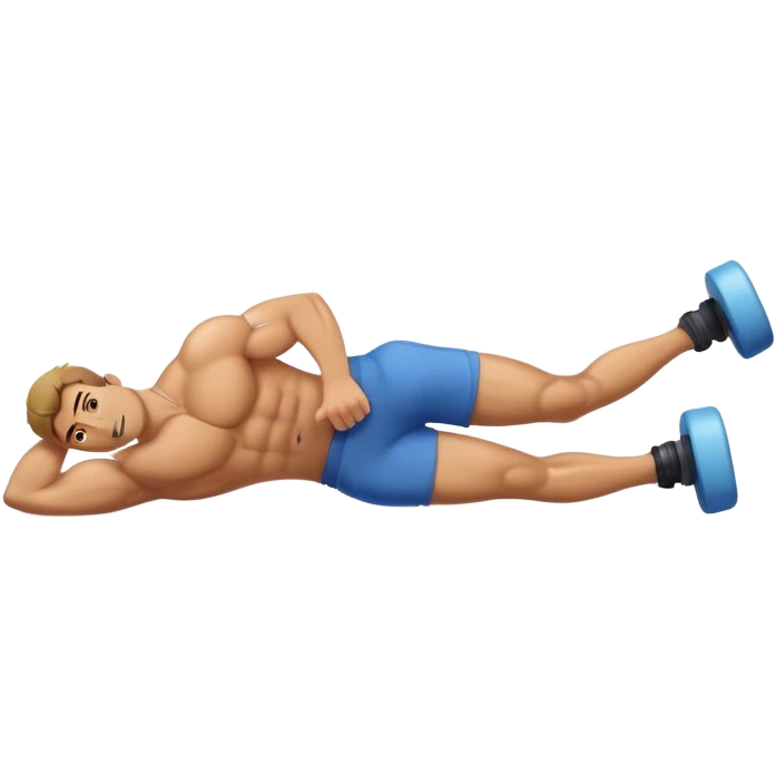 buff guy lying lats down on foam-roller emoji
