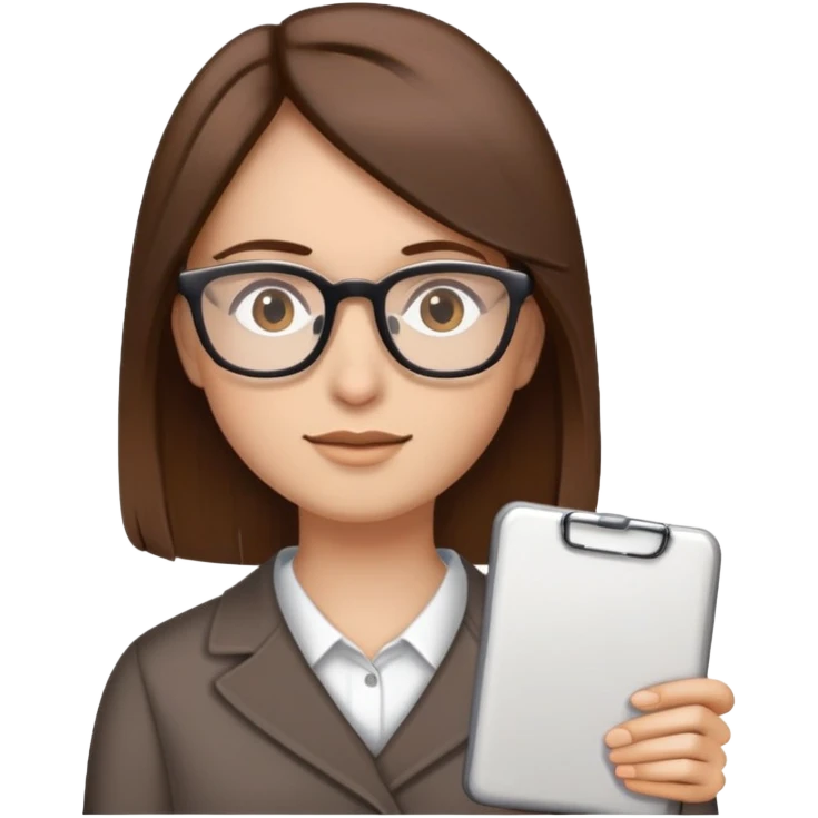 brown hair brown eyes glasses straight hair fair skin emoji