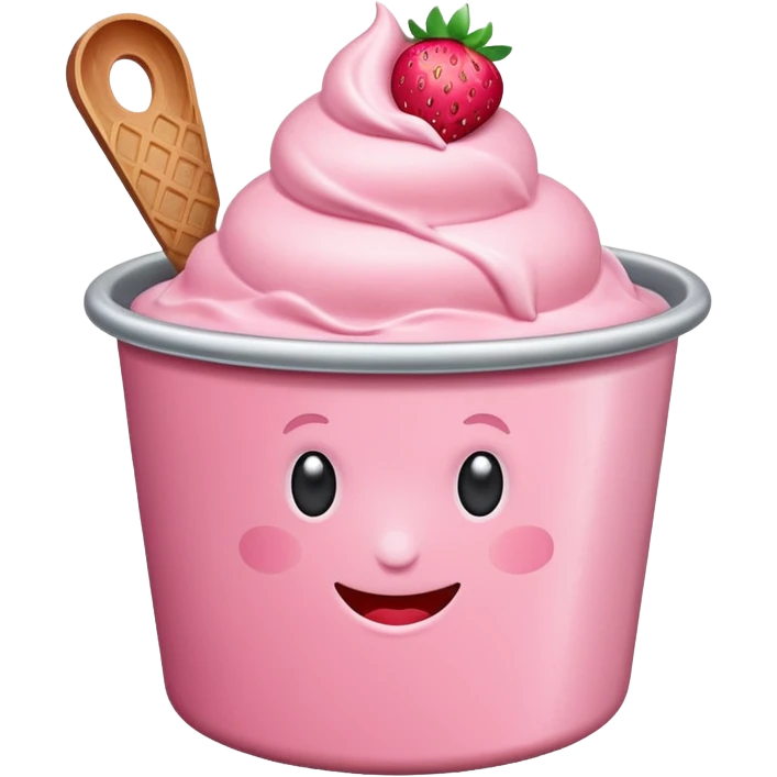 Strawberry ice cream pot emoji