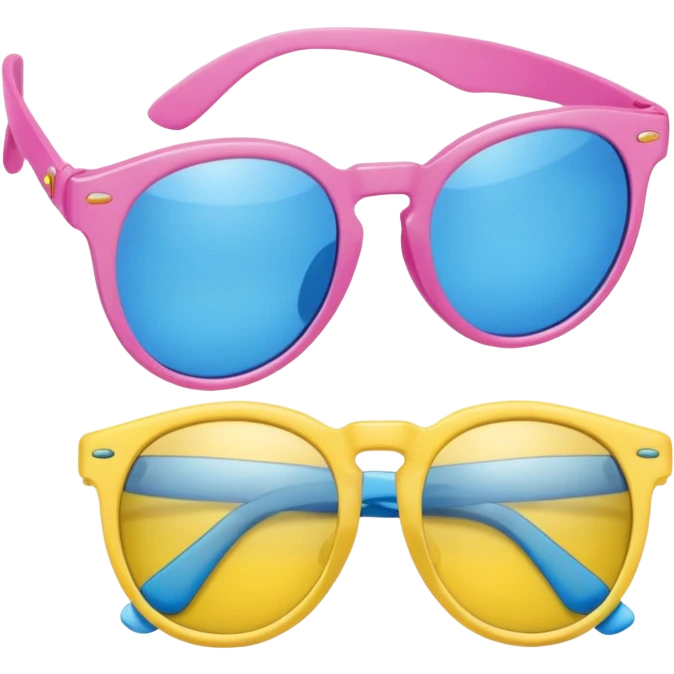 pink sunglasses with different lens, one blue and the other yellow  emoji