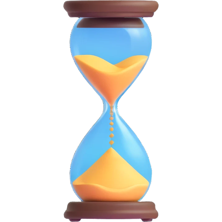 A visual representation of time passing: an hourglass with sand falling, or a clock with spinning hands, symbolizing the flow of time. emoji