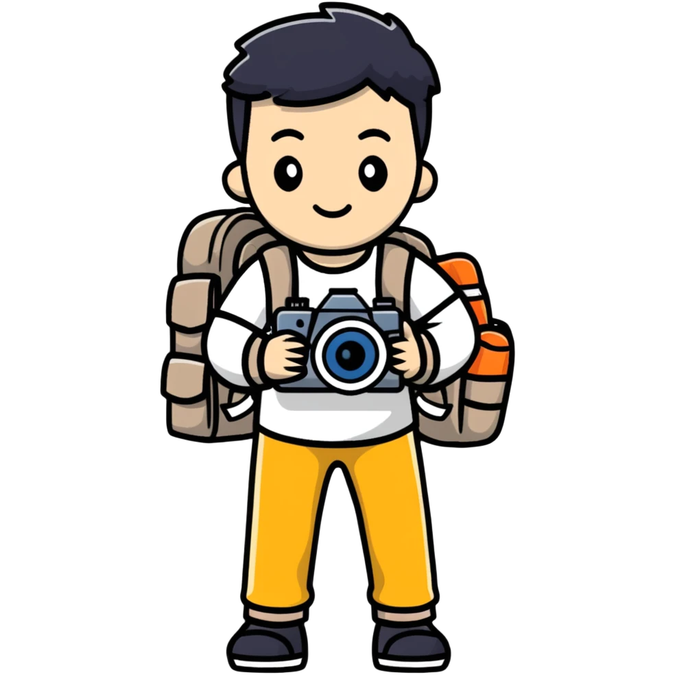 tourist with camera and backpack emoji