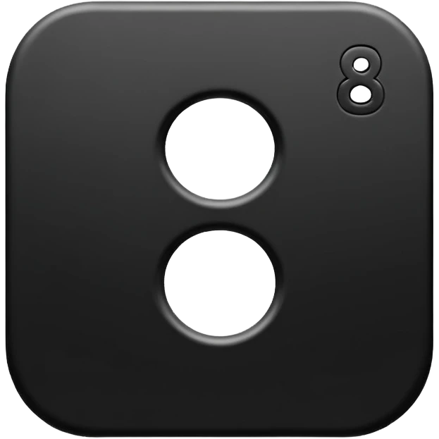 Minimal emoji, number 8 made of solid matte black metal, thick symmetrical form, subtle metal texture, deep shadows, no glow, no neon, flat emoji design, centered, transparent background emoji