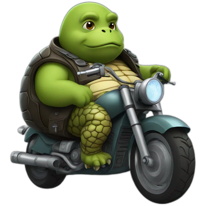 fat turtle man with a motocycle emoji