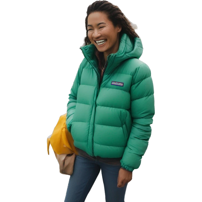 casual style with a smile，patagonia jacket，colorful emoji