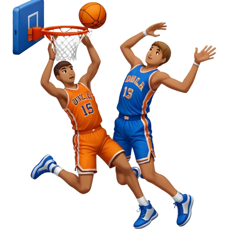 Mam dunking a basketball on top on another man emoji