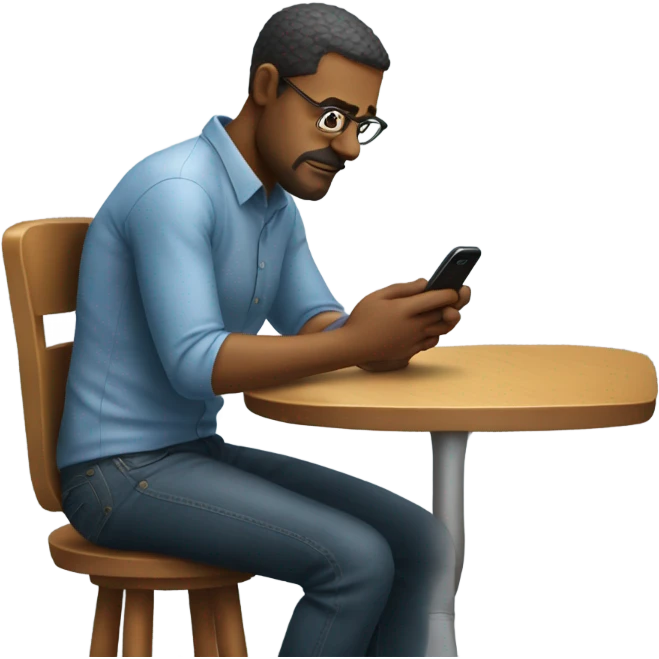 A guy sitting on a barstool looking at his phone  emoji