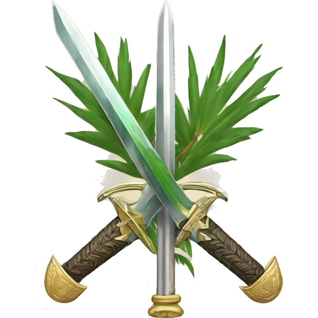 The emblem of the Kingdom of Saudi Arabia: the two swords and the palm tree emoji