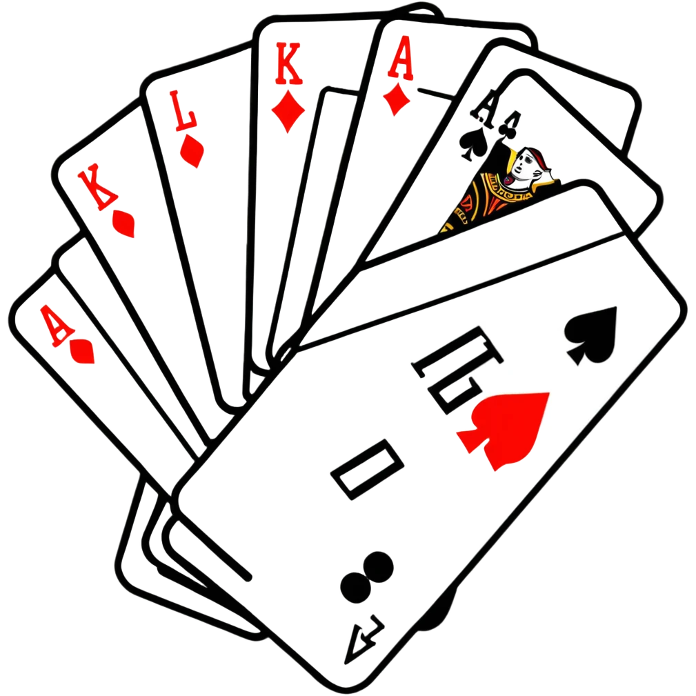Canasta card game player with excited expression and cards emoji
