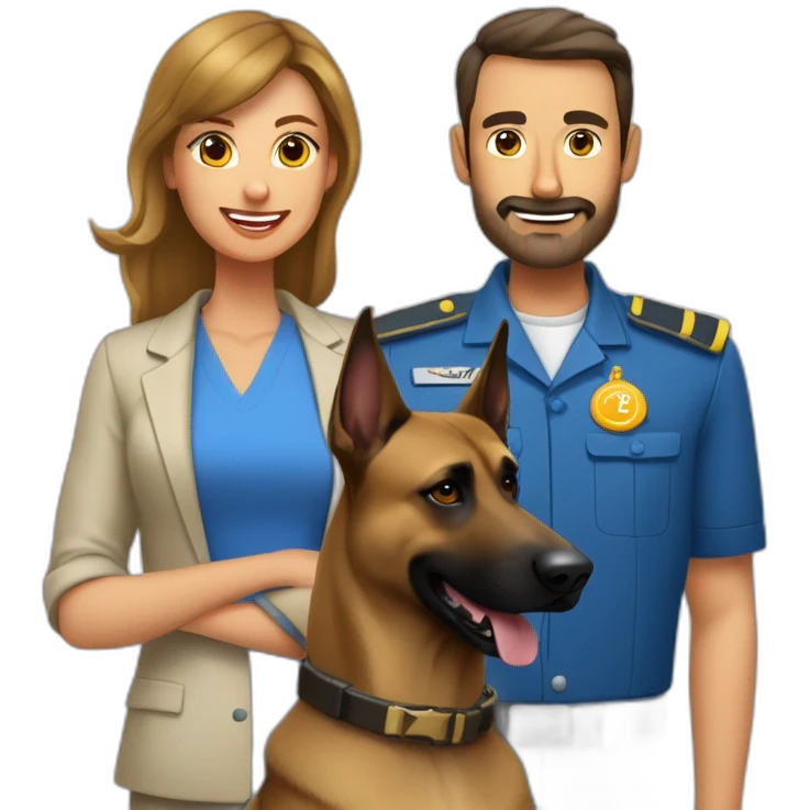 Un malinois avec son maître qui boit un ricard emoji