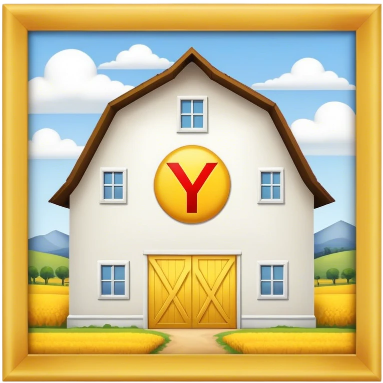 Big white barn with big yellow Y on it emoji