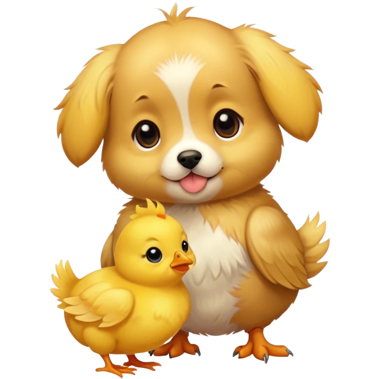 puppy with chick emoji