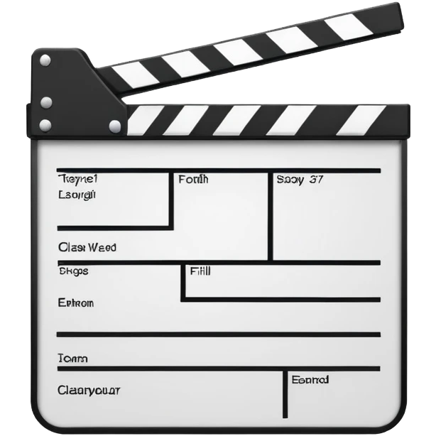 open clapperboard outline from front view, only black lines, no fill emoji