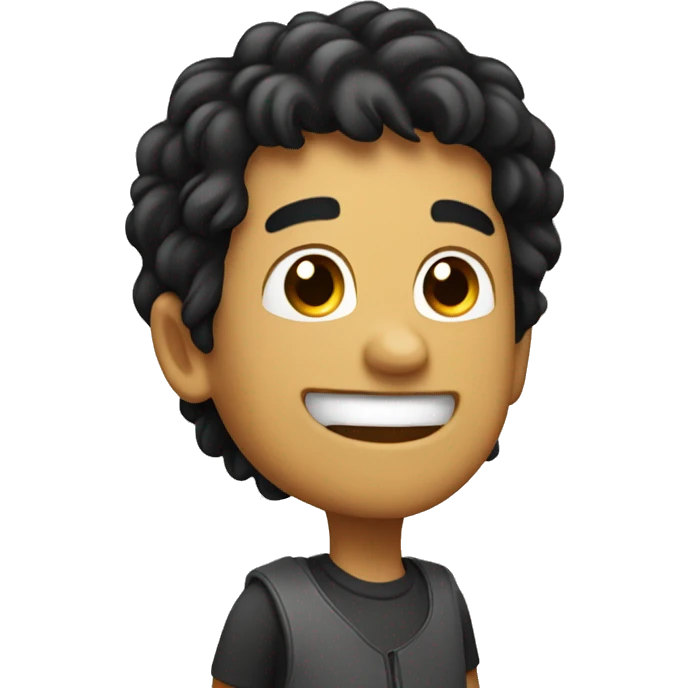 happy guy with a goatie and black hair waving emoji