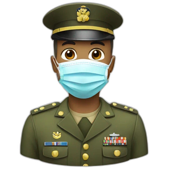 a military man in a Medical masks emoji
