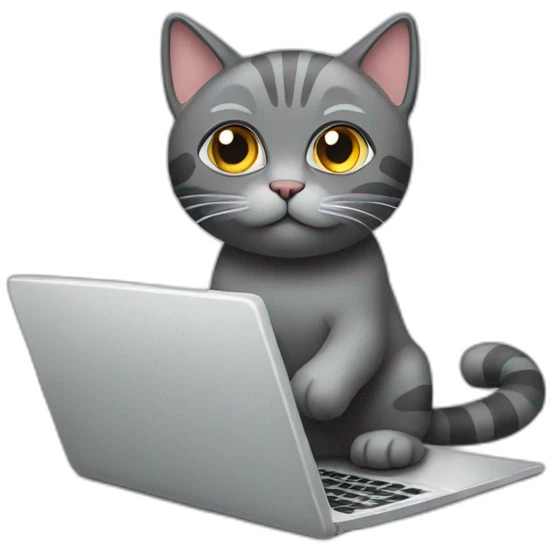 Programmer-gray-cat-lay-with-laptop emoji