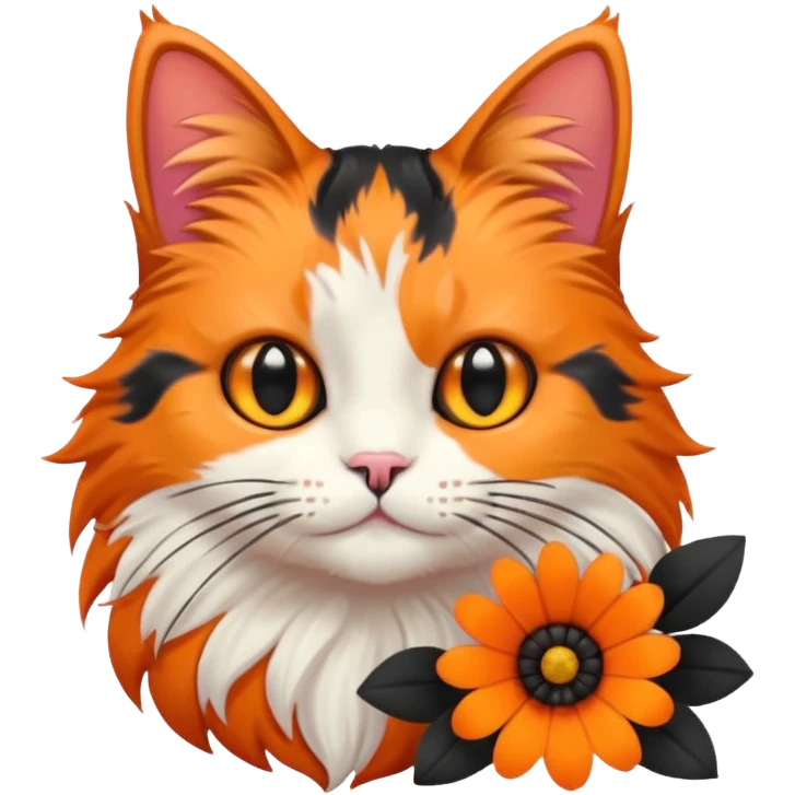 котик  з квітами  emoji