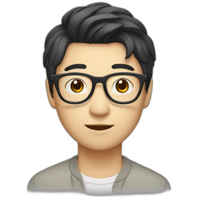 korean guy with glasses and curtain hairstyle emoji