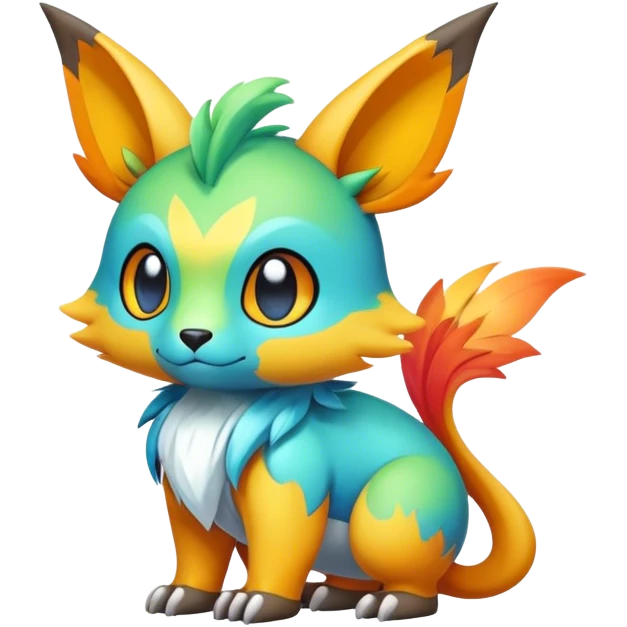 Cute cool colorful fantasy animal hybrid Fakemon full body emoji