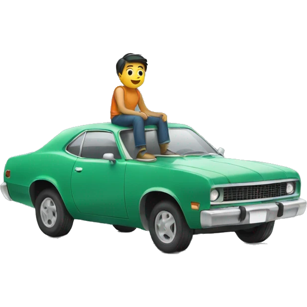 man sitting on top of car emoji