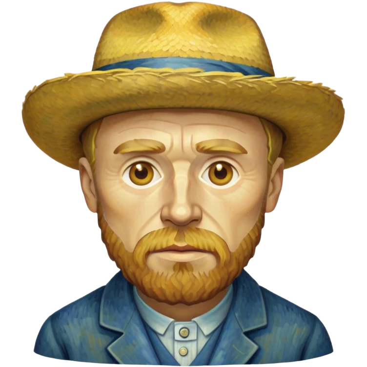 Cinematic Realistic Vincent van Gogh Portrait Emoji, depicted as the iconic artist with expressive brushstrokes and soulful eyes, rendered with rich textured detail and dynamic emotive lighting that captures his creative genius. emoji