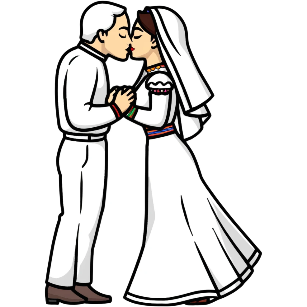 Russian and Mexican couple kissing emoji