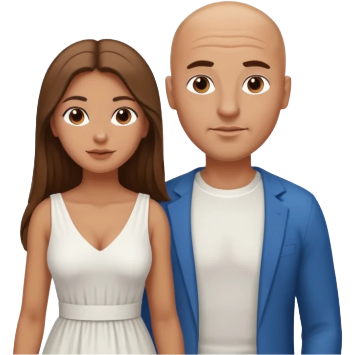 Bald man with Greek girl  emoji