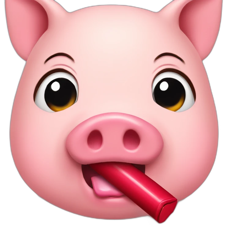 Lipstick on a pig's mouth emoji