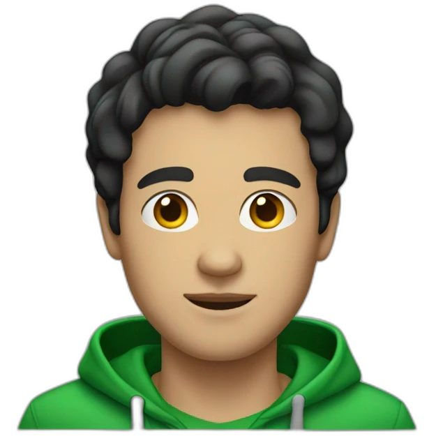 Black-haired white guy in green hoodie  emoji