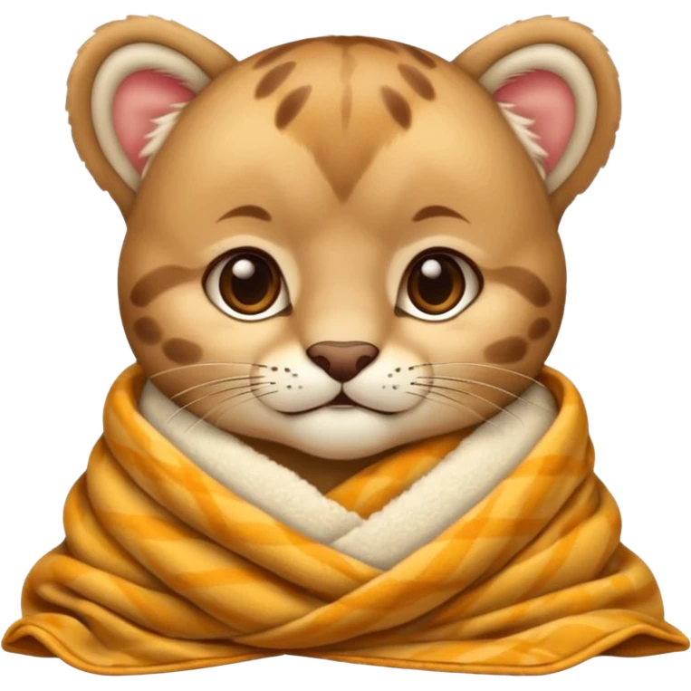 Cozy cougar cub in blanket emoji