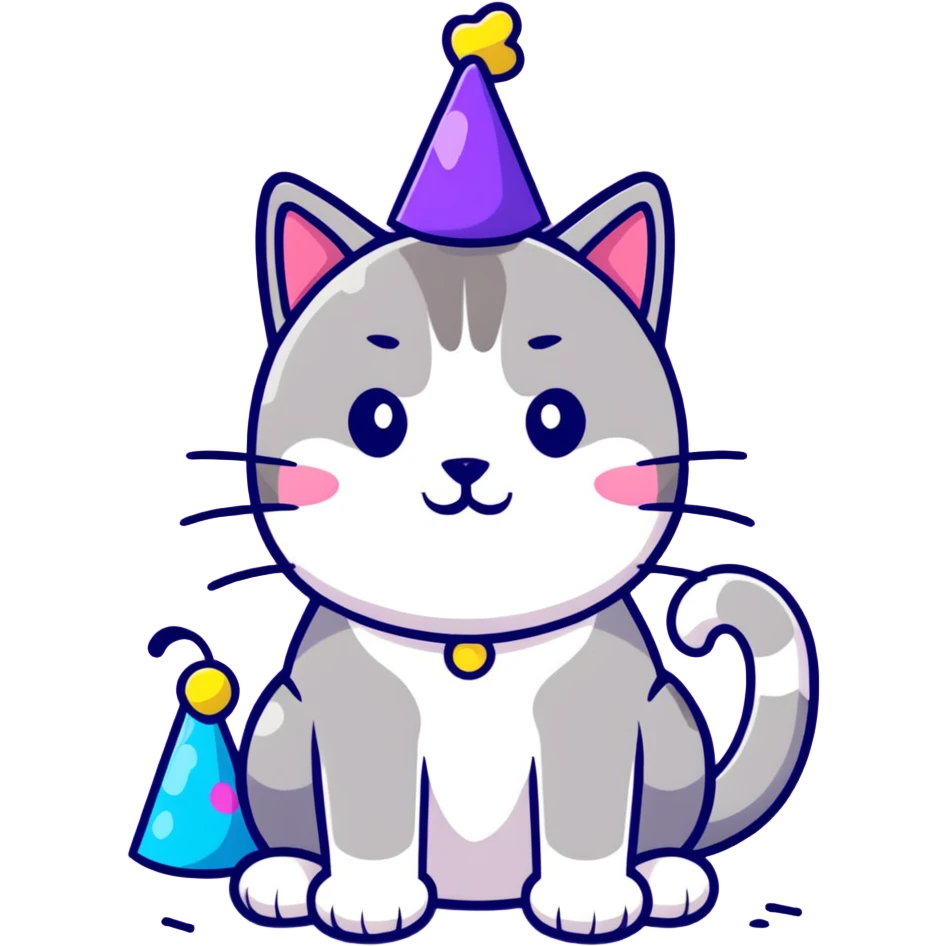 party cat with confetti emoji
