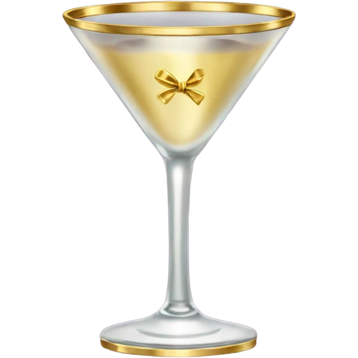 gold rimmed martini glass with tiny gold bows emoji