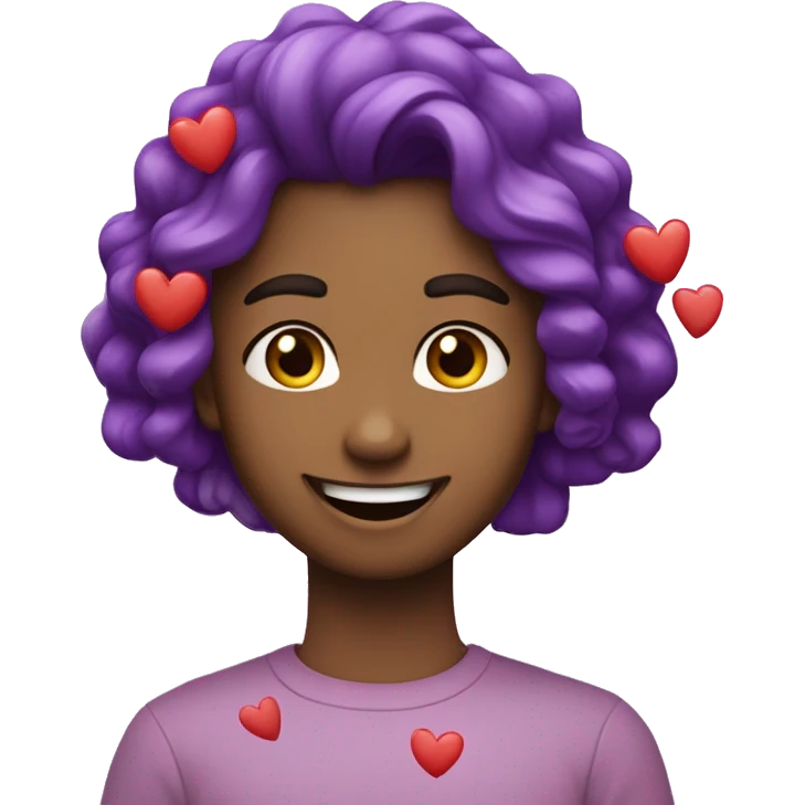 Cara sonriente con corazones violetas al rededor emoji