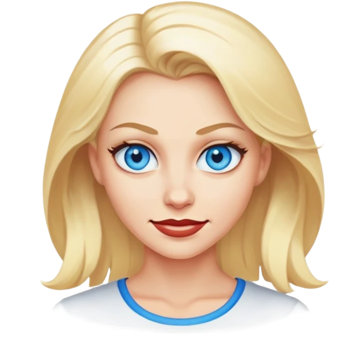 blonde hair blue eyes woman smirking with evil expression emoji