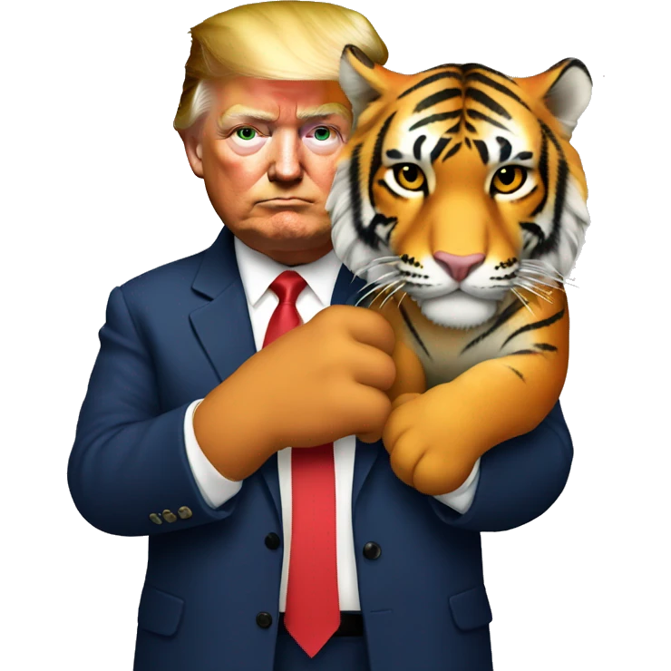 Trump holding a tiger emoji