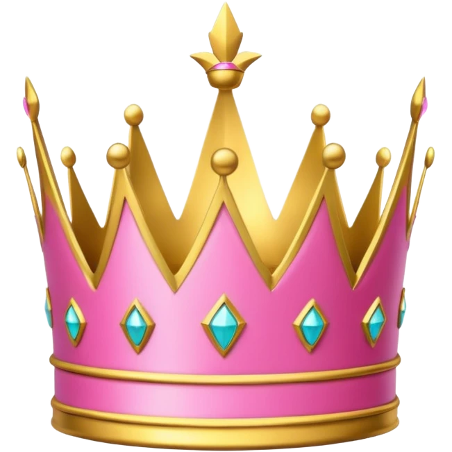A golden crown with pink accents and elegant details, featuring a prominent empty space or cutout in the center. emoji