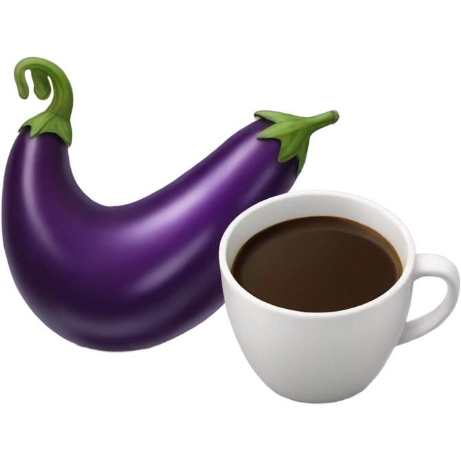 Eggplant emoji and coffee emoji emoji