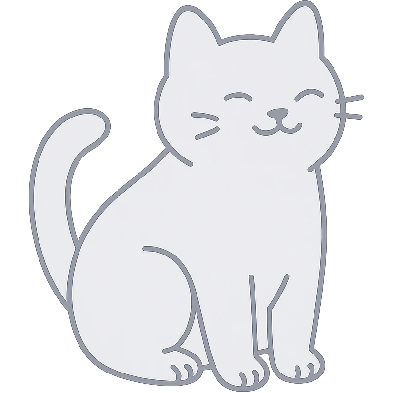 a cute cat sitting, minimalistic pastel illustration with clean lines, avoiding warm colors emoji