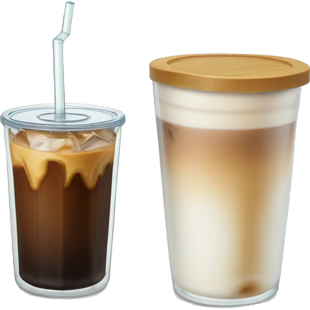 Iced coffee in a libbey cup (beer glass can) with bamboo lids and straw. emoji