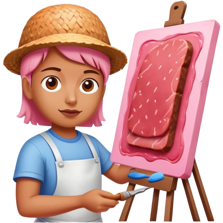 pink artist painting a SPAM meat abstract landscape  emoji