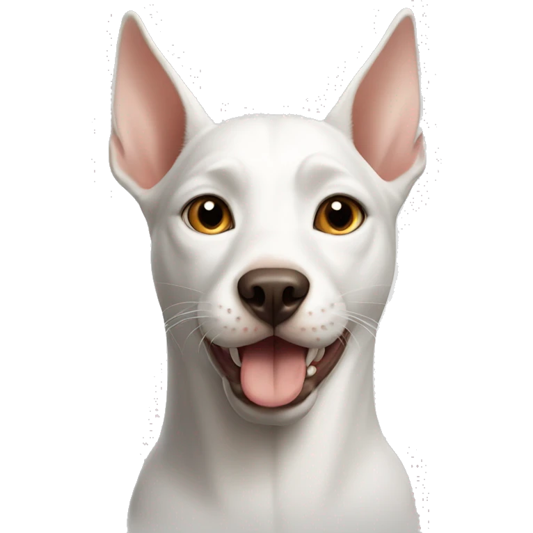 White cat with Doberman emoji