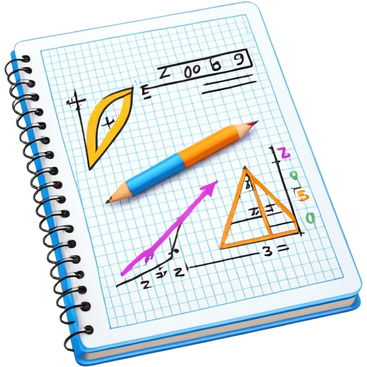 a notebook with lots of mathematical sketches emoji